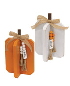 Medium Fall Words Wooden Interlocking White Pumpkin