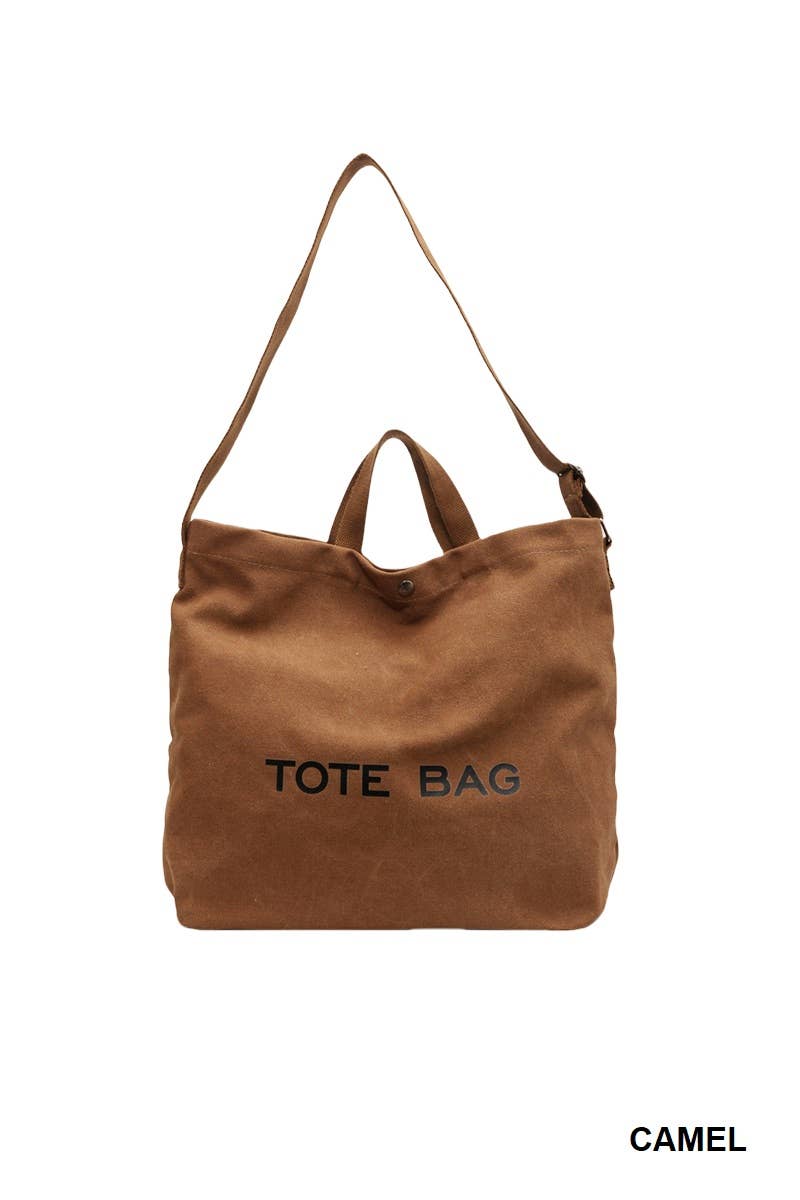 Canvas Shoulder Tote Bag: CAMEL