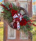 Poinsettia Wagon Wheel Wreath