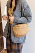 Vegan Leather Multi Pocket Crossbody Bag: ASH MOCHA