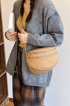 Vegan Leather Multi Pocket Crossbody Bag: ASH MOCHA